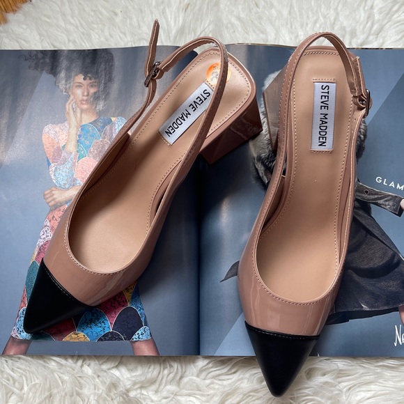 NEW Steve Madden 
Becka Nude and Black Slingback Heels - Picture 4 of 8